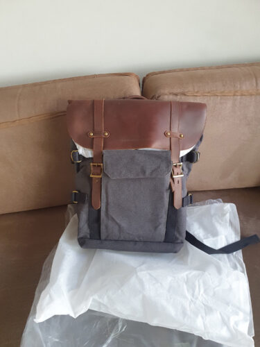 CASEY Genuine Leather and Canvas Camera Backpack + Insert Bag photo review