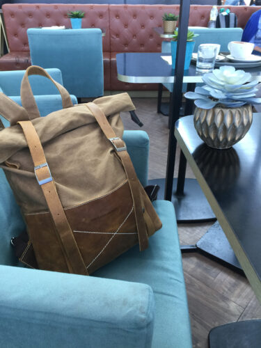 RILEY Genuine Leather and Canvas Backpack photo review