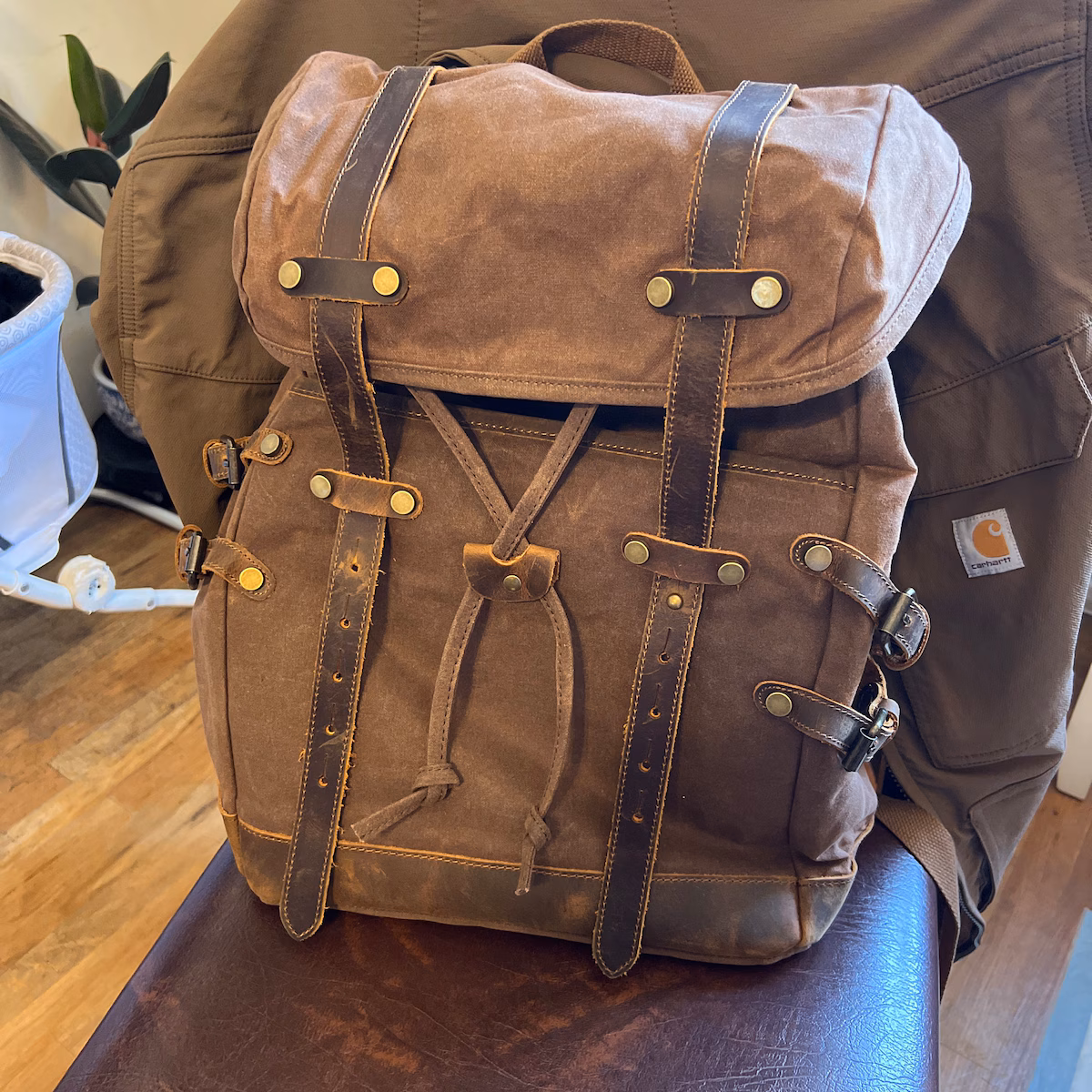 HALO Genuine Leather and Canvas Backpack photo review
