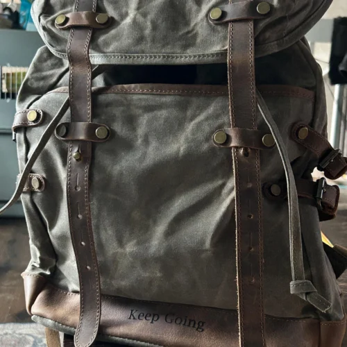 HALO Genuine Leather and Canvas Backpack photo review